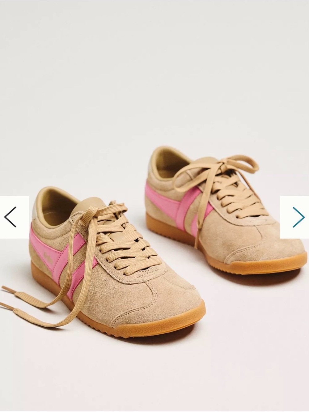 Gola Bullet Beige Suede Sneakers with Pink Accent